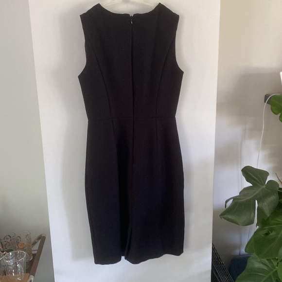 J CREW wool blend midi dress chevron stripe 0 classic work office pencil navy - Picture 2 of 7